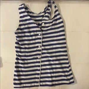 navy and white fitted tank top